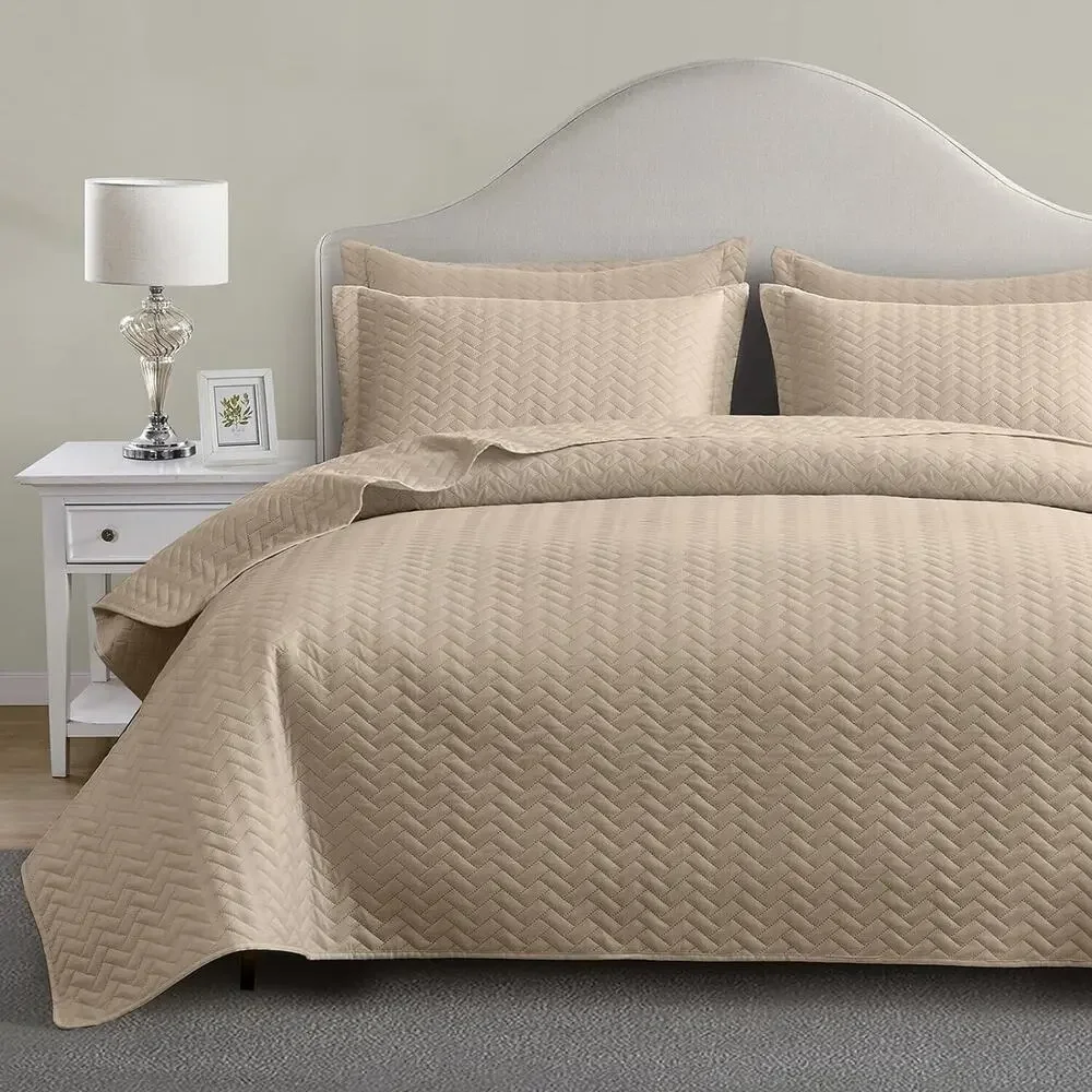 Maple&Stone Quilt Set Twin/Twin XL, XL (68'' x 86''), Chevron Beige